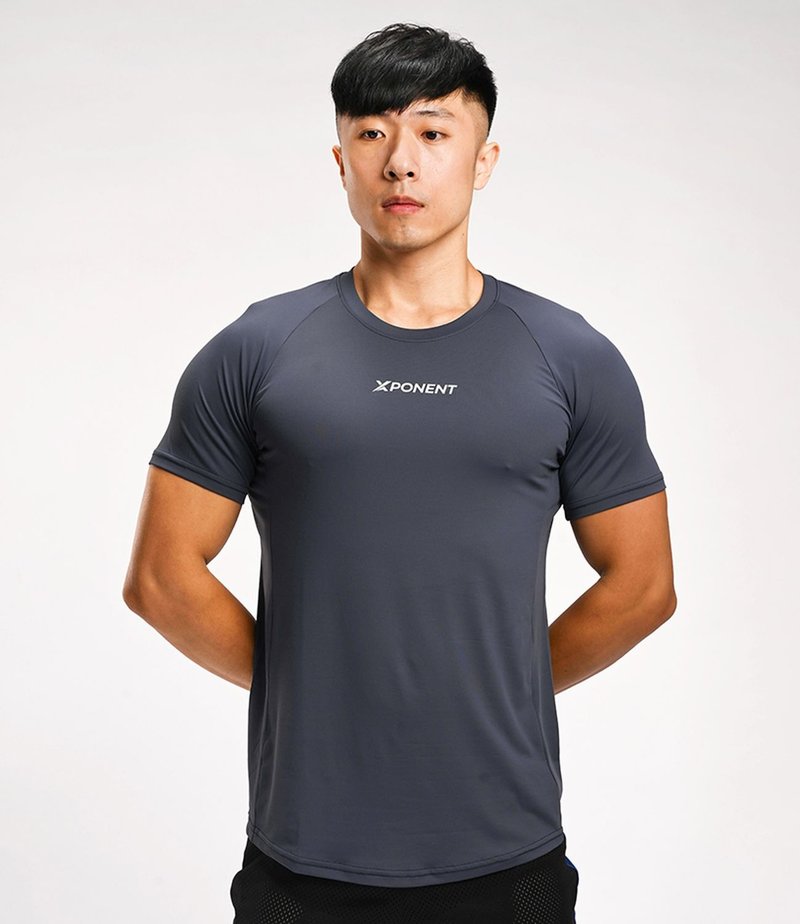 (3色)Actiflex2.0 超彈力透氣 動能爆發 修身運動短袖- 太空灰藍 - 男 T 恤 - 聚酯纖維 藍色
