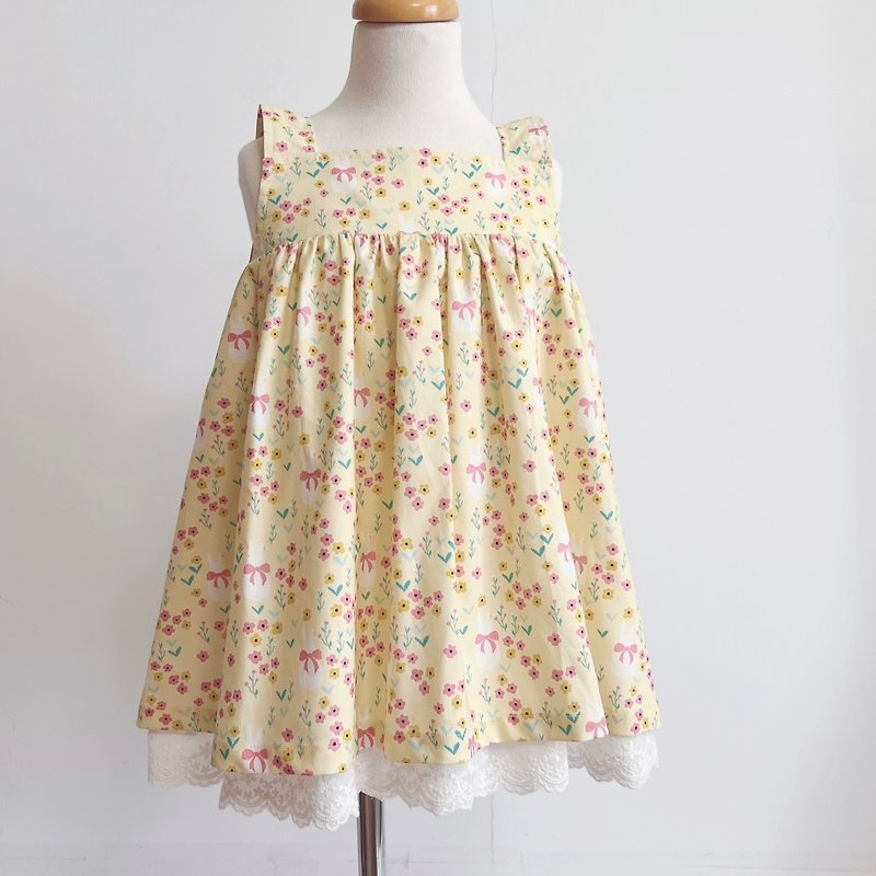 Bowknot Dress - Round Rabbit Yellow Garden Edition - Skirts - Cotton & Hemp Yellow