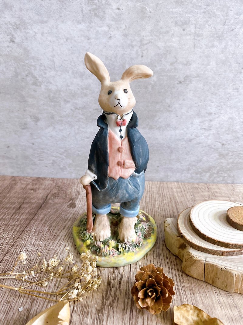 Mr. Rabbit | Pottery | Rabbit Figure - Stuffed Dolls & Figurines - Pottery 