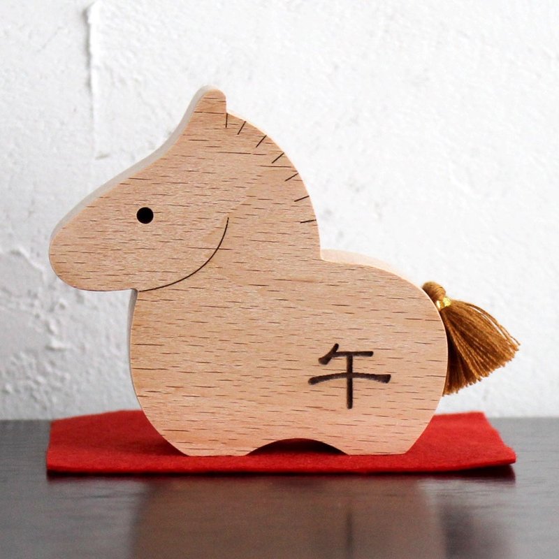 福馬　午年　うま年　木製　馬　干支の置物　2026年  正月飾り - 擺飾/家飾品 - 木頭 