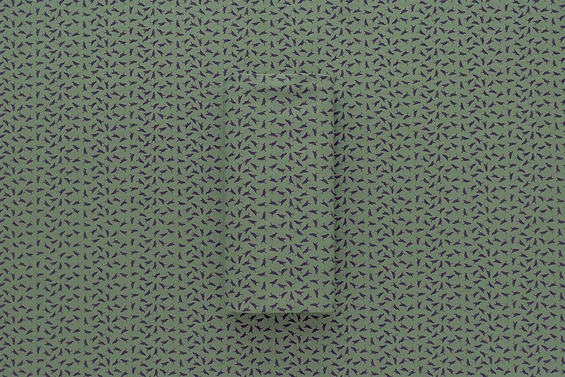 Handprint printed cotton canvas 400g / y / deep sea adventure / Taiwan starling 4 / Olive gray purple - เย็บปัก/ถักทอ/ใยขนแกะ - ผ้าฝ้าย/ผ้าลินิน 