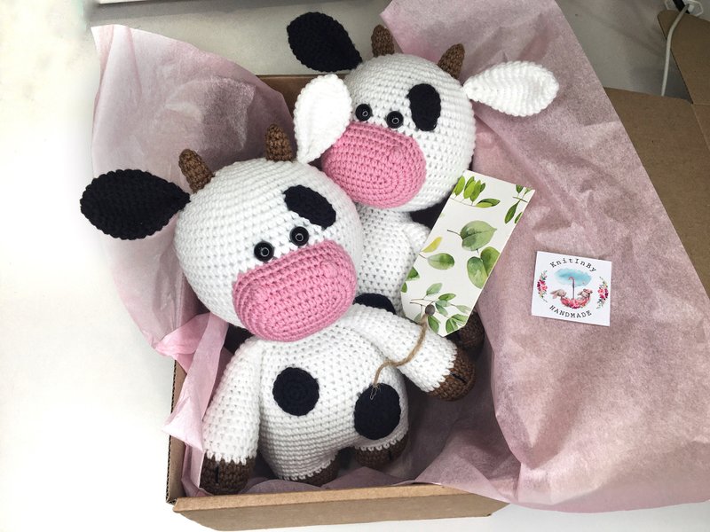 Cow plush , crochet cow, cow stuffed animal, cow baby toy, baby gifts - 寶寶/兒童玩具/玩偶 - 其他材質 