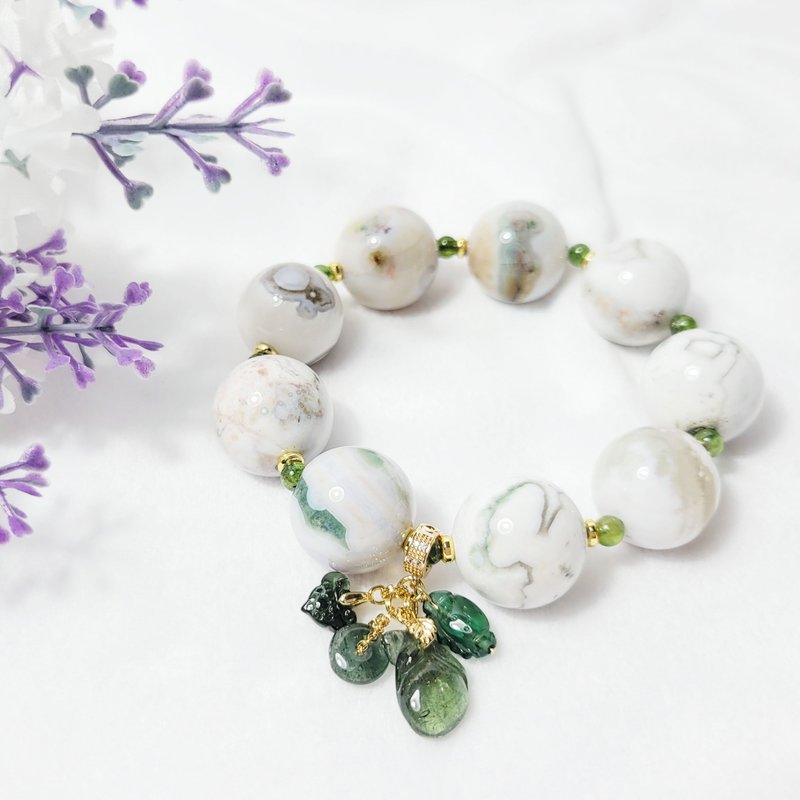 海洋碧玉 碧璽 如意 古錢 招財 智慧 大寶石手鍊 單品 禮物 - 手鍊/手環 - 寶石 綠色