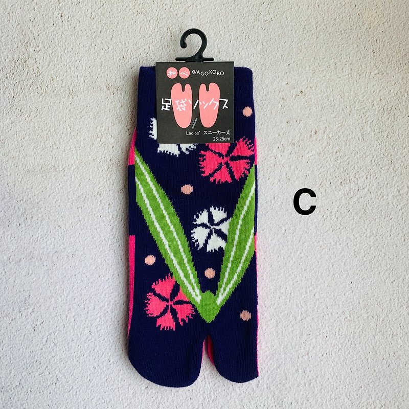 足袋襪 兩指襪-C撫子紋夾腳拖-日本和心WAGOKORO品牌 - 襪子 - 棉．麻 