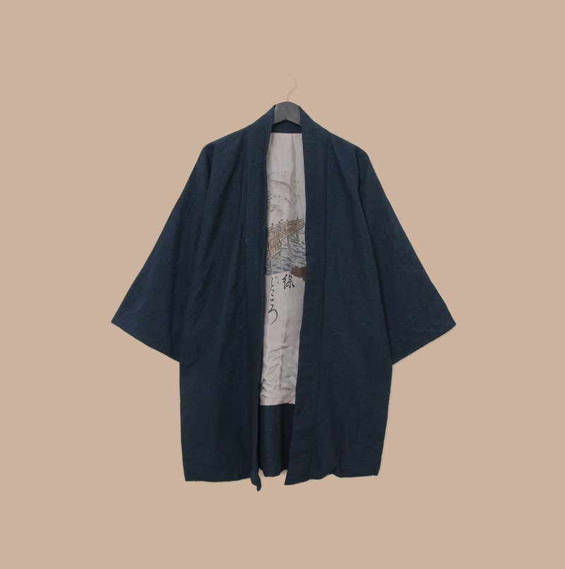 Back to Green-日本帶回羽織 木橋河川 嫁妝 M-35/vintage kimono - 女大衣/外套 - 絲．絹 