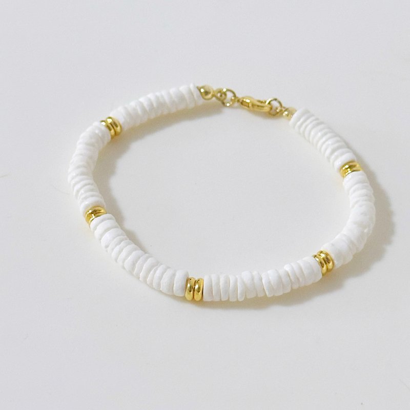 白貝殼手鏈 高級時髦定製手鏈 - 手鍊/手環 - 貝殼 白色