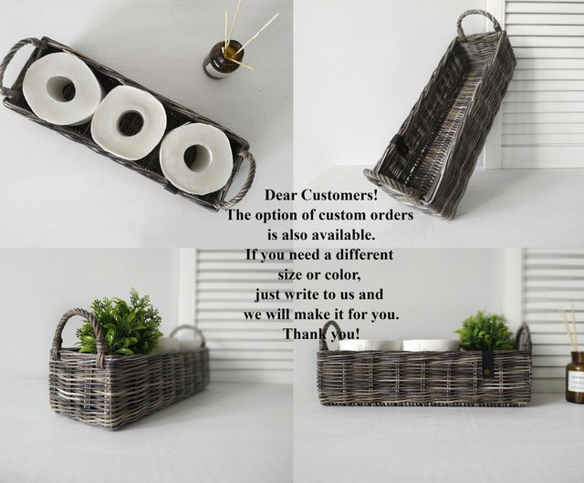 Wicker Storage Baskets/ Toilet Tank Holder, Bathroom Storage