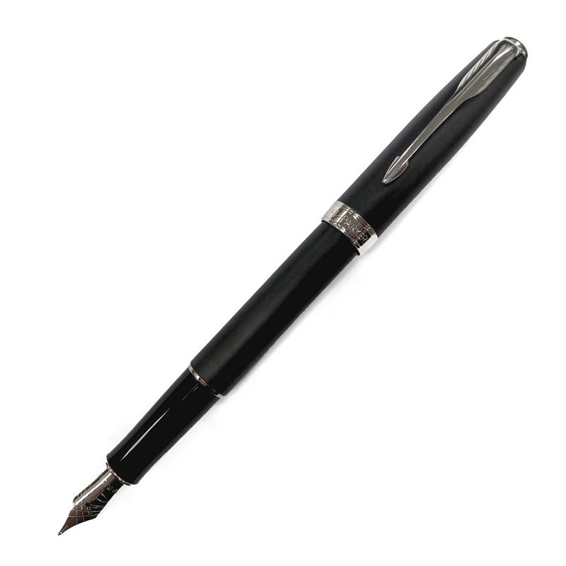 PARKER 商籟系列 黯黑白夾 鋼筆 - 鋼筆 - 其他金屬 黑色
