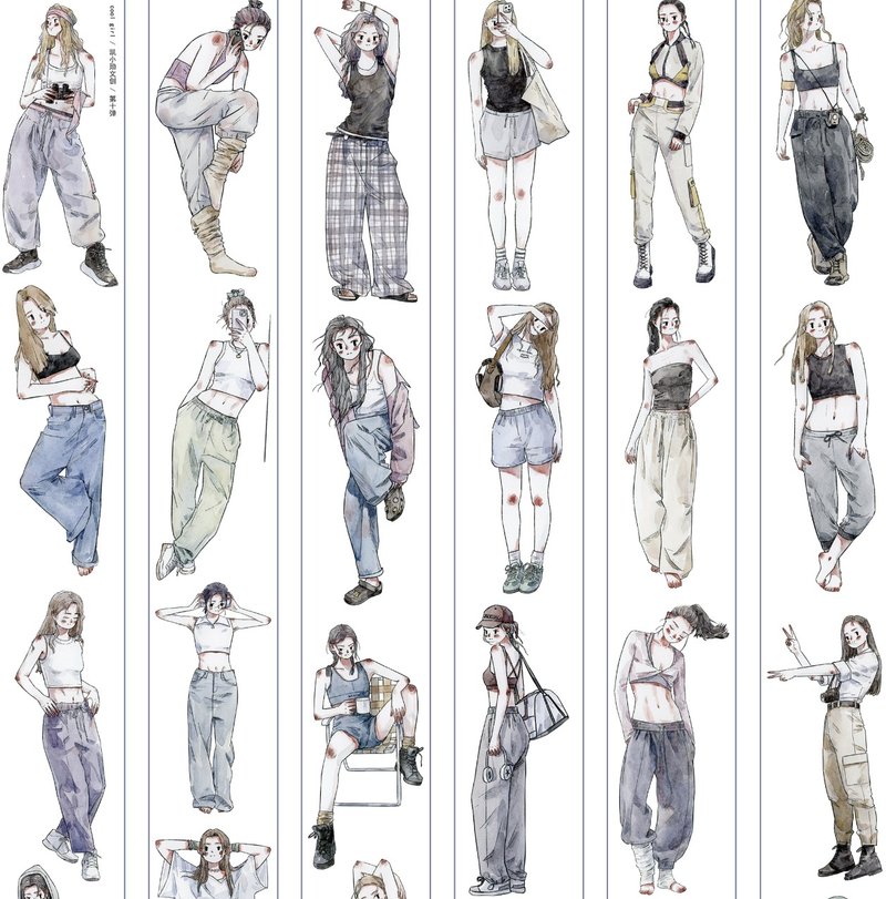 Cool Girl Y2Kスタイル 少女 PET 和紙膠帶 10米卷 kiss-cut - 紙膠帶/和紙/PET - 其他材質 多色