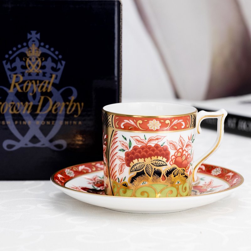 Royal Crown Derby 1999伊萬里金牡丹 骨瓷咖啡杯盤組 - 咖啡杯/馬克杯 - 瓷 