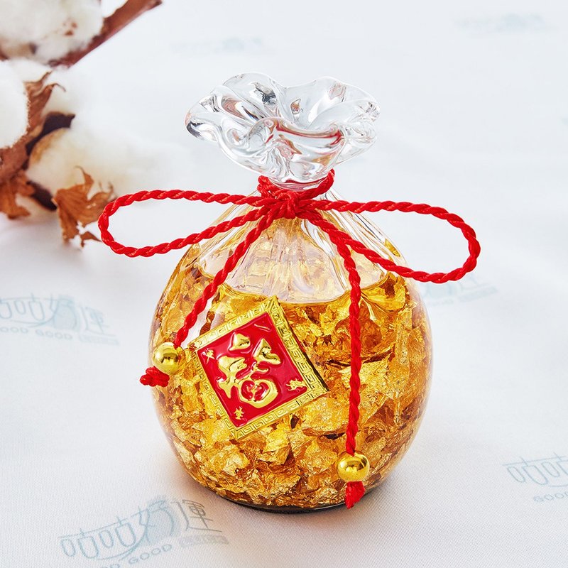 New Year Golden Luck Decoration - (Consecration included) Bring Fortune - Items for Display - Glass Gold