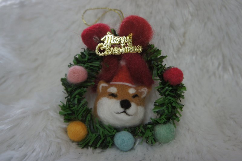 Wool felt Chai dog Shiba Inu Christmas ring ornaments - Charms - Wool Brown
