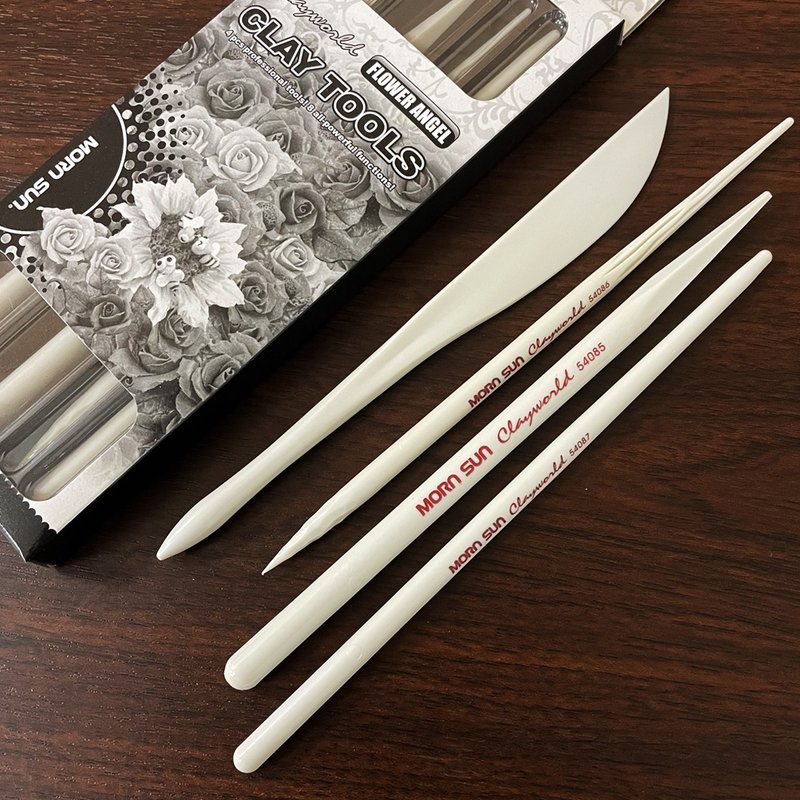 Professional Clay Tool Stick Set - 4 Pieces (FLOWER AANGEL) - Other - Plastic White