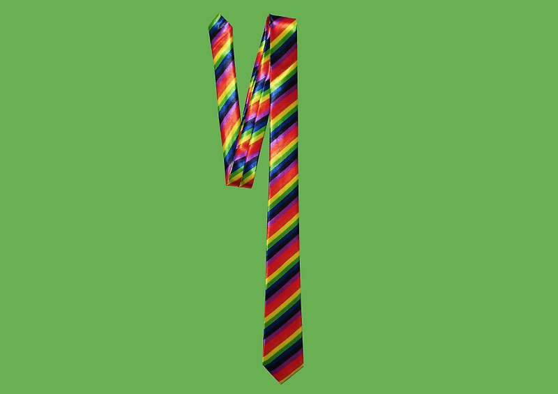 TIE*彩虹條紋花色創意小眾領帶寬5cm - 領帶/領帶夾 - 聚酯纖維 多色