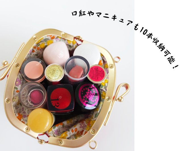 手描き目玉 だるまポーチ コインケース 小銭入れ ハンドル付き