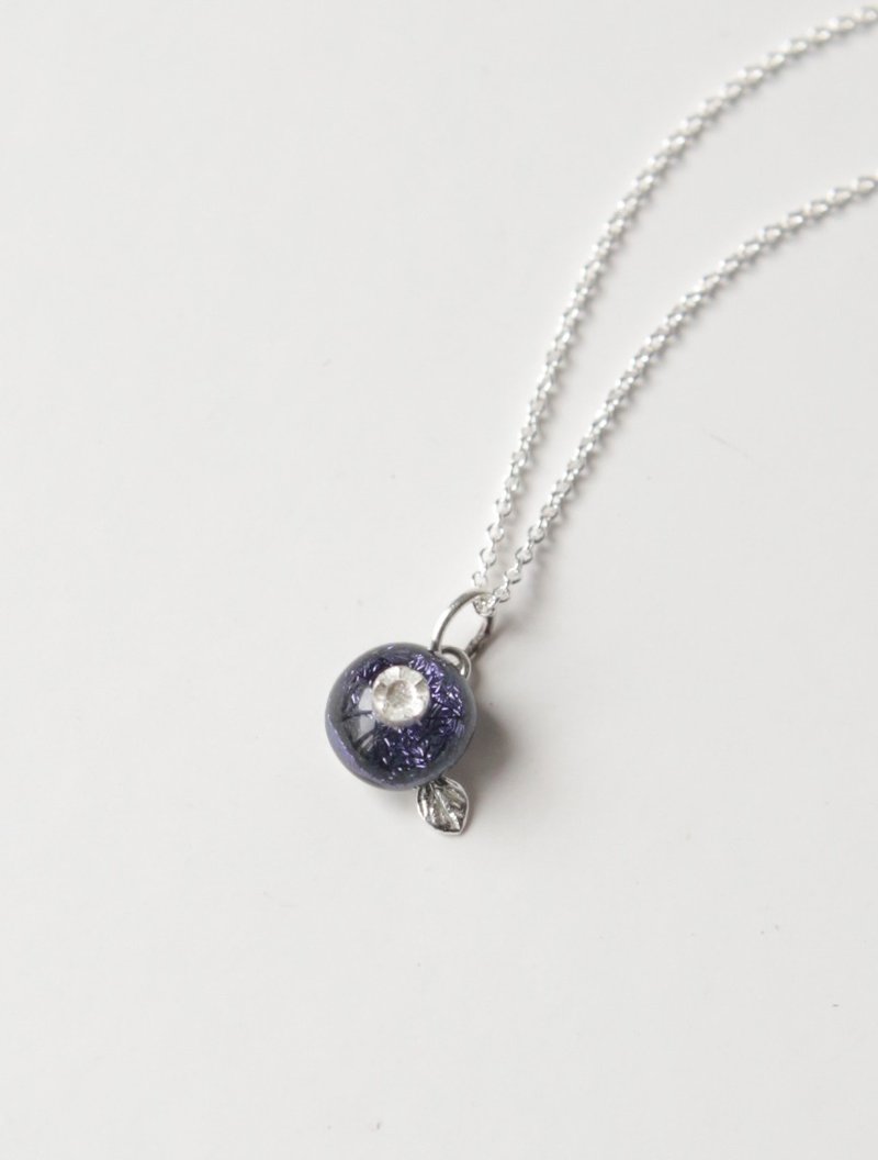 Sterling Silver Glazed Blueberry Necklace - สร้อยคอ - เงินแท้ สีเงิน