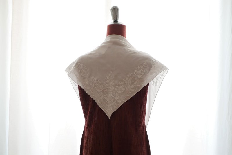 White cotton muslin fichu – 18th century style - 絲巾 - 棉．麻 白色
