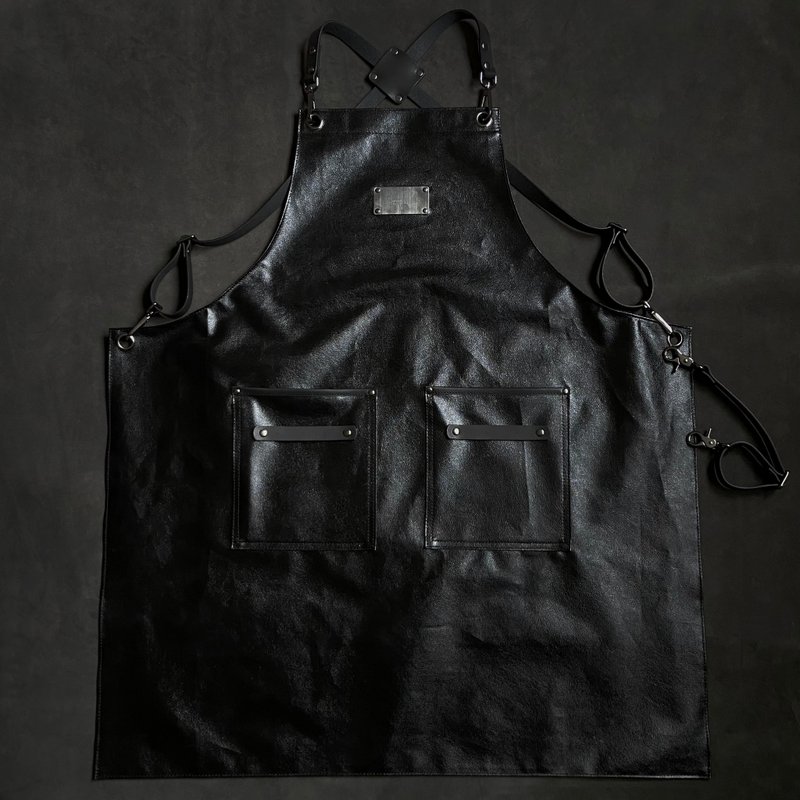 ブラック防水防油防染エプロン - エプロン - 革 