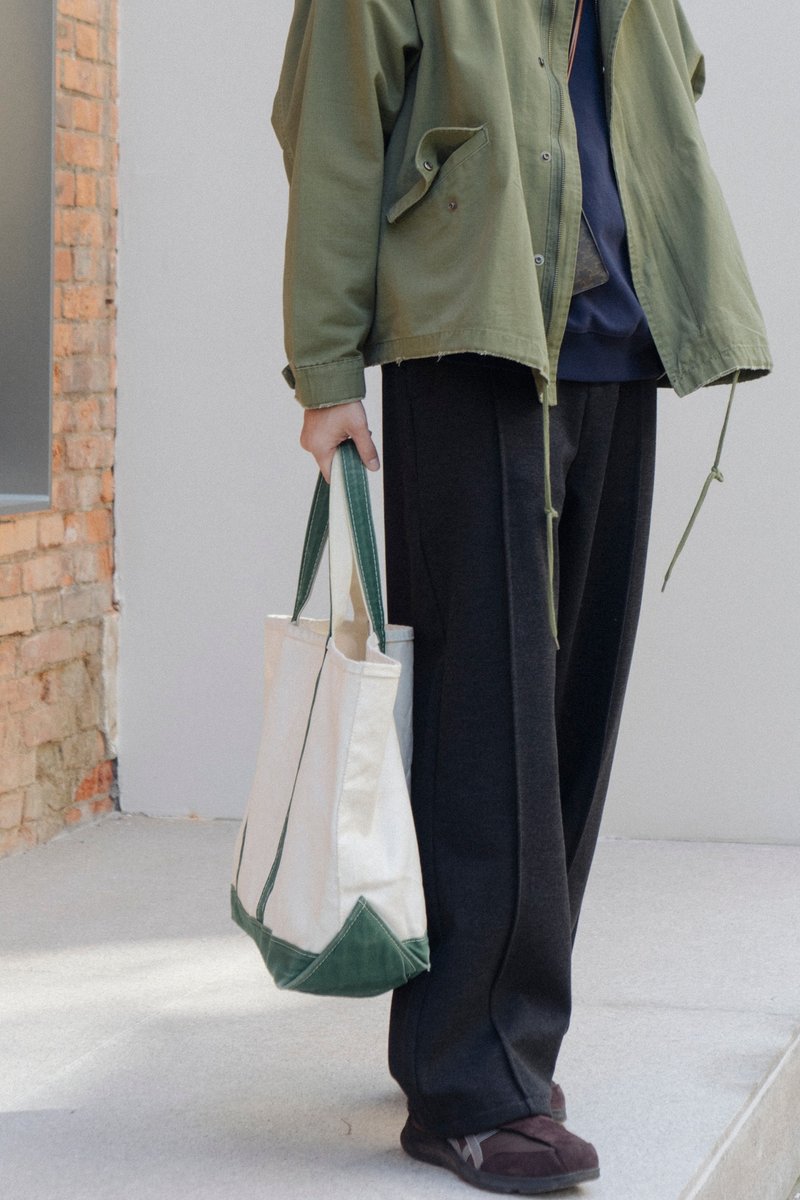 Pants 秋冬 厚手 ドレープ 保温 ゆったり ストレートパンツ レトロなセンターシームデザイン ウール混カジュアルロングパンツ - パンツ メンズ - コットン・麻 グレー