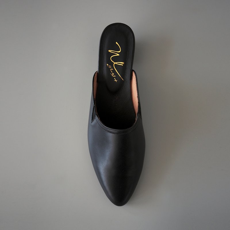 Mules 穆勒 (純粹黑) Black 極致皮革 | WL - 女休閒鞋/帆布鞋 - 真皮 黑色