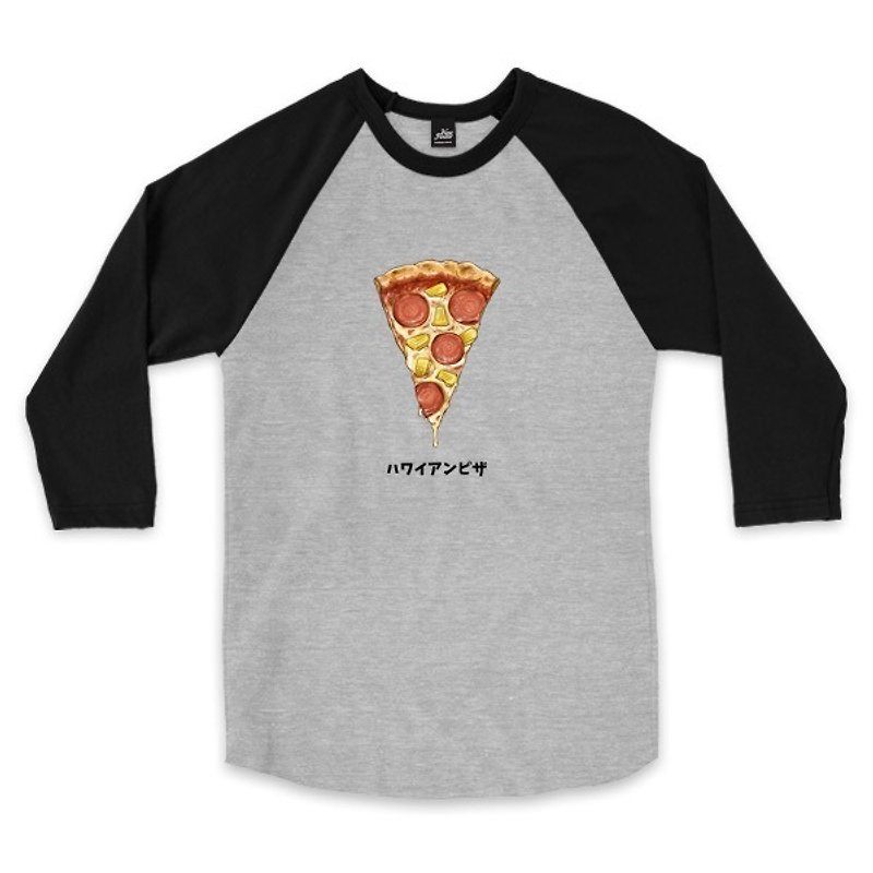 Hawaiian Pizza-Grey/Black-3/4 Sleeve Baseball T-Shirt - เสื้อยืดผู้ชาย - ผ้าฝ้าย/ผ้าลินิน สีเทา