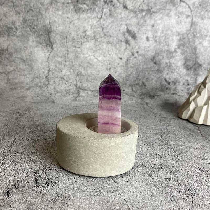 Crystal Column - Purple Fluorite Small Square Column Office Healing Micro Landscape Device Decoration One Object and One Picture - Items for Display - Gemstone Purple