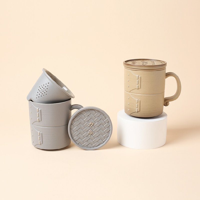 [LOHAS] Striving for the Upstream Cover Cup 400ml Two-color Choice - Teapots & Teacups - Pottery 