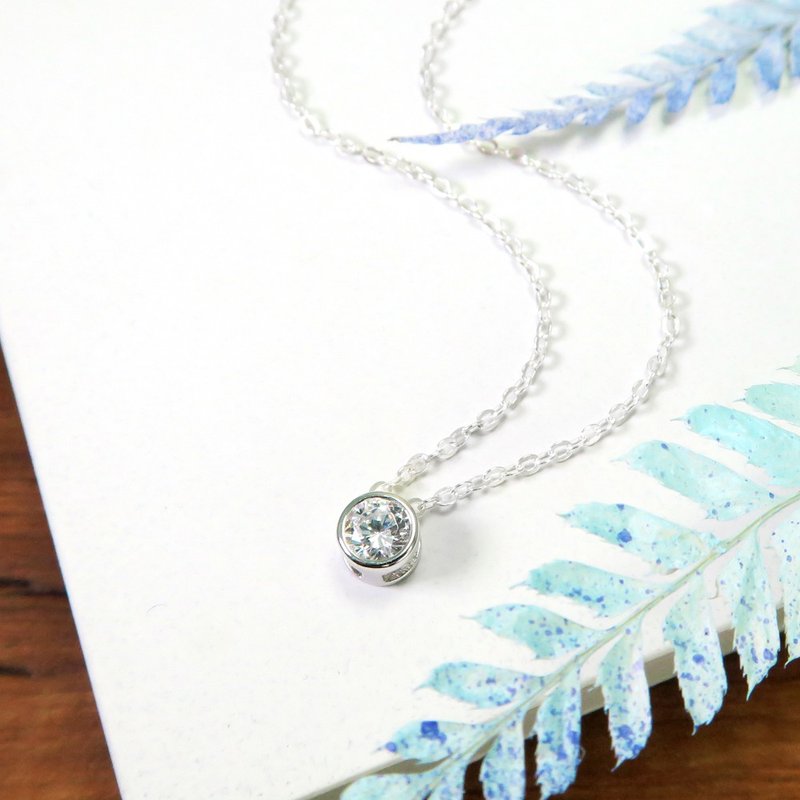 Galaxy Starburst Round Small Diamond 925 Sterling Silver Necklace Girls Necklace - สร้อยคอ - เงินแท้ สีเงิน