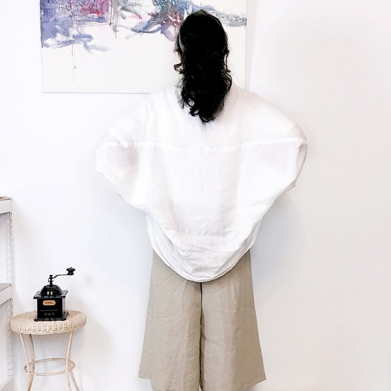 【Bloody 01】Flying Squirrel Sleeve Blouse/Two Ways to Wear/45 Colors - Women's Casual & Functional Jackets - Cotton & Hemp White