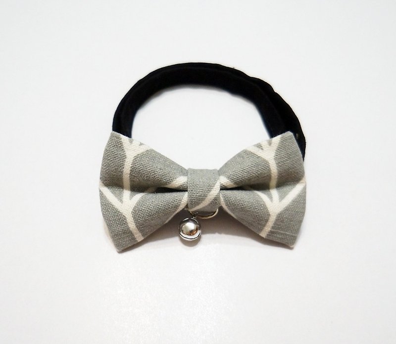 [Miya ko.] Handmade cloth grocery cats and dogs tie / tweeted / bow / geometry / Japanese minimalist / black gray / pet collar / collar - ปลอกคอ - ผ้าฝ้าย/ผ้าลินิน 