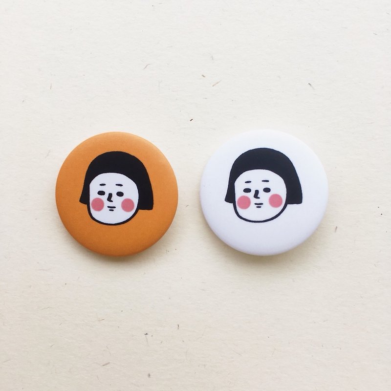 Buddy | Women's Big Head Small Badge (Two Styles) - Badges & Pins - Plastic Orange