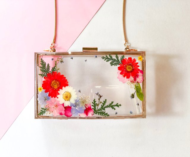 押花 晚宴 壓克力包 Pressed Flowers Dinner Clutch Shop August Handcraft Clutch Bags Pinkoi