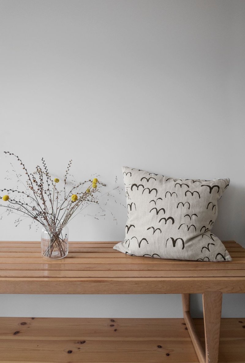 Nordic designer model - pillowcase BIRD, Black - หมอน - ผ้าฝ้าย/ผ้าลินิน สีดำ