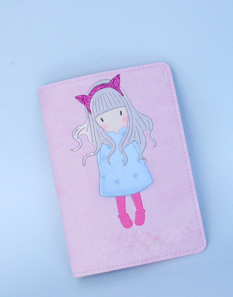 Personalized passport cover/cute cover/doll - Passport Holders & Cases - Faux Leather Pink