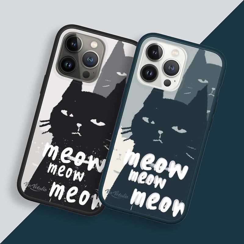 Cat meow 2∣Rhino Shield Military Regulation Drop Resistant∣A, B∣ - Phone Cases - Plastic Gray