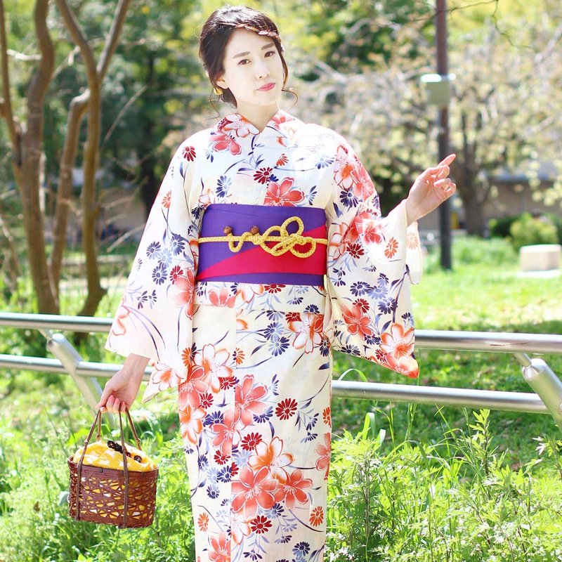 日本 和服 女性 浴衣 腰封 2件組 F Size x04-4c yukata - 其他 - 棉．麻 紅色
