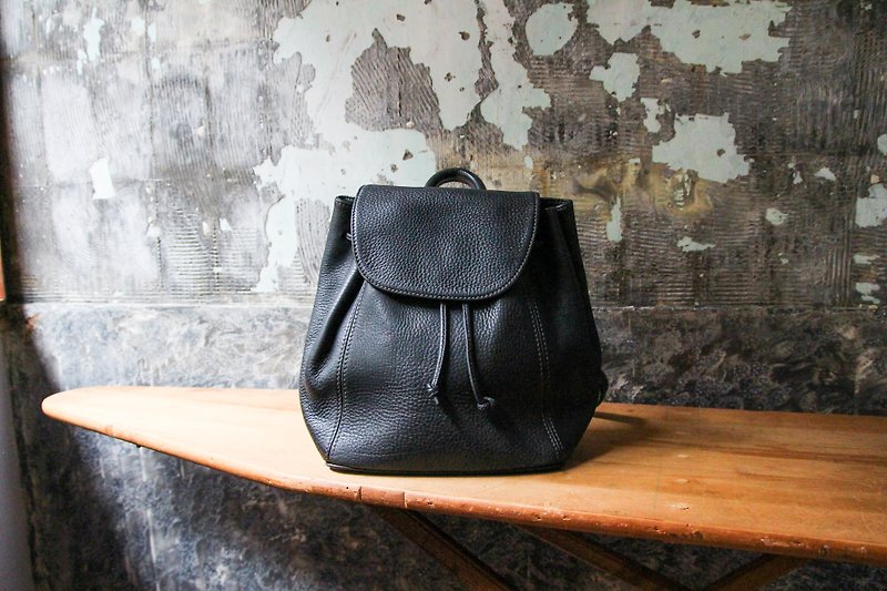 袅袅 department store-Vintage COACH black leather backpack retro - Backpacks - Genuine Leather 