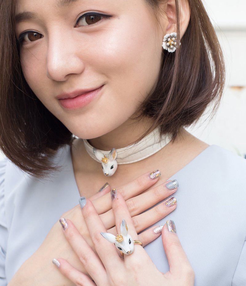 Alla the princess rabbit choker - 項鍊 - 其他金屬 白色