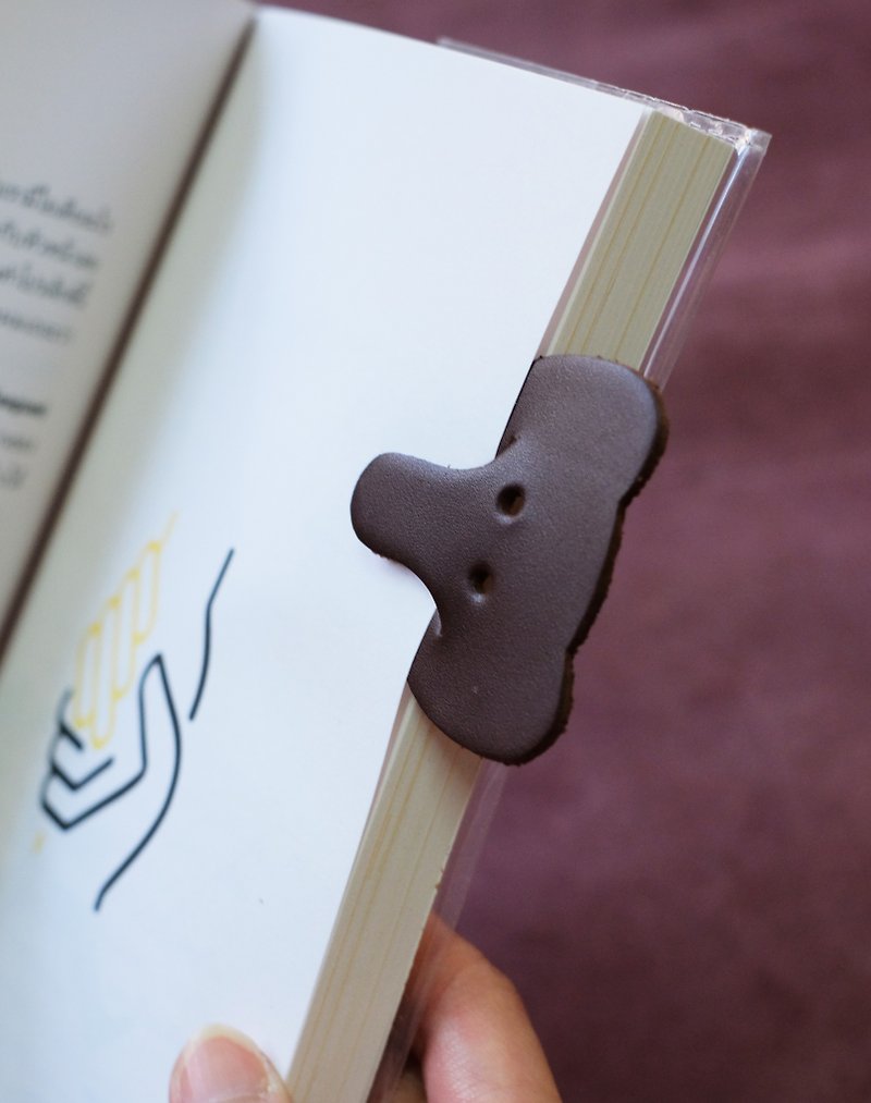 Leather Bookmark / Animal Bookmark / Gift for Book Lovers - Elephant Dark Brown - ที่คั่นหนังสือ - หนังแท้ สีนำ้ตาล
