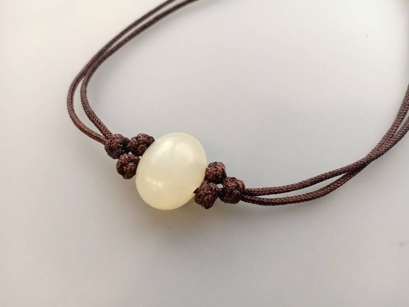 #SD-074~78 White jade bead hand-knitted necklace - สร้อยคอ - หยก ขาว