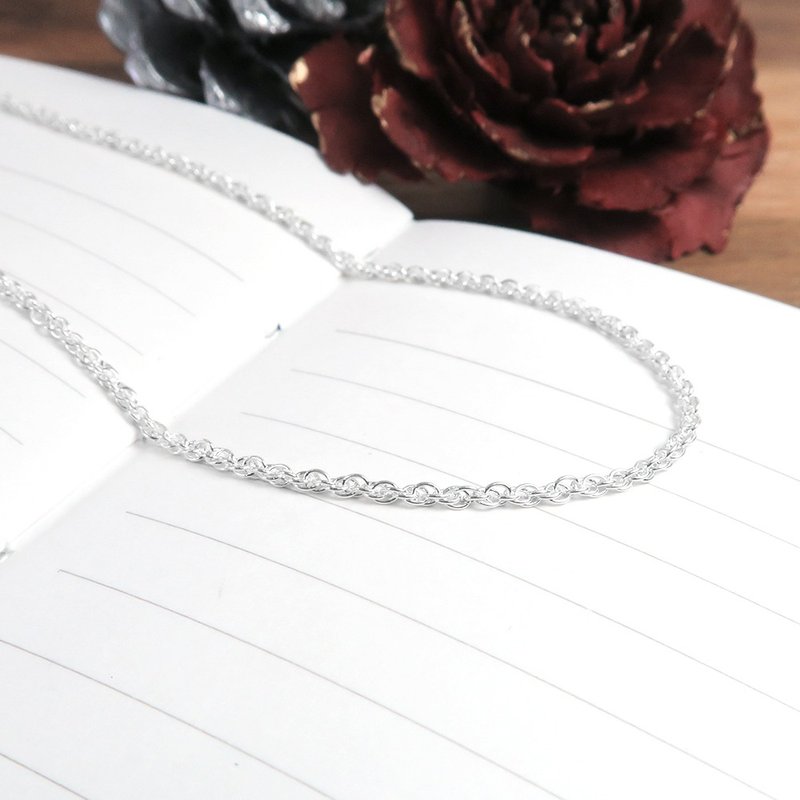 Sterling Silver Matching Chain Double Buckle Circle Chain (1.8mm Thin Chain) 925 Sterling Silver Custom Length Necklace - Necklaces - Sterling Silver Silver