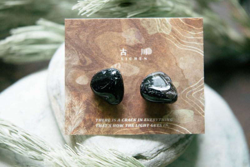 CRACK | Mineral earrings | EARRINGS - ต่างหู - หยก สีดำ