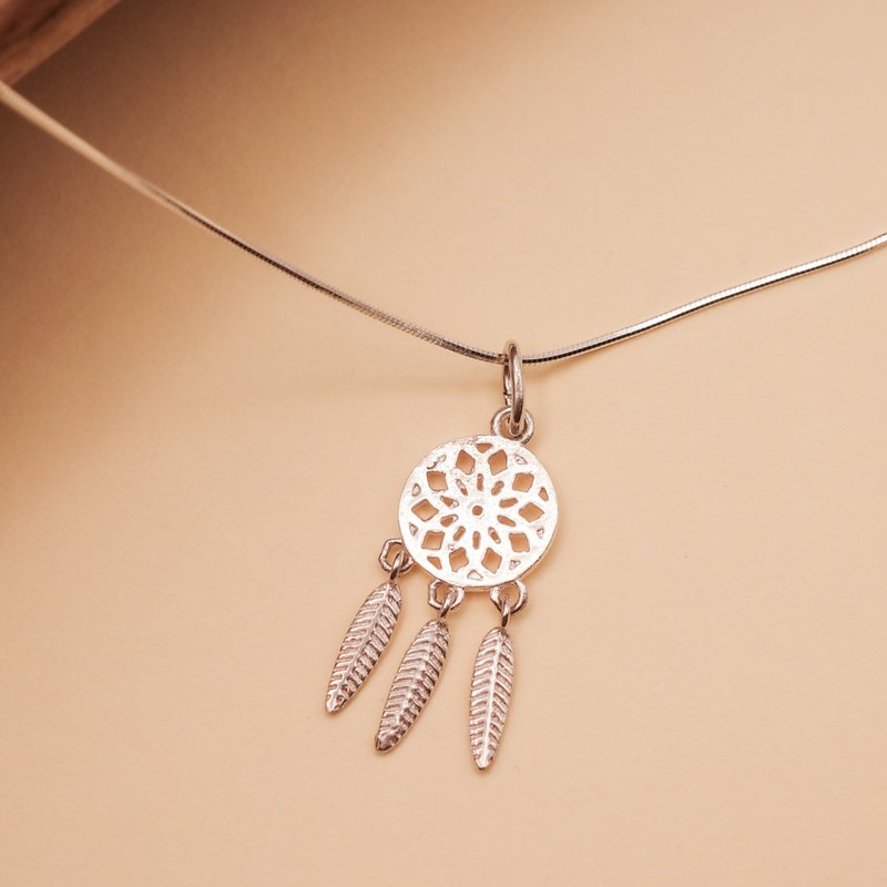 925 Sterling Silver Dream Catcher Necklace (Large) Dream Catcher Necklace New Year’s Gift Free Gift Box Packaging - Necklaces - Sterling Silver Silver