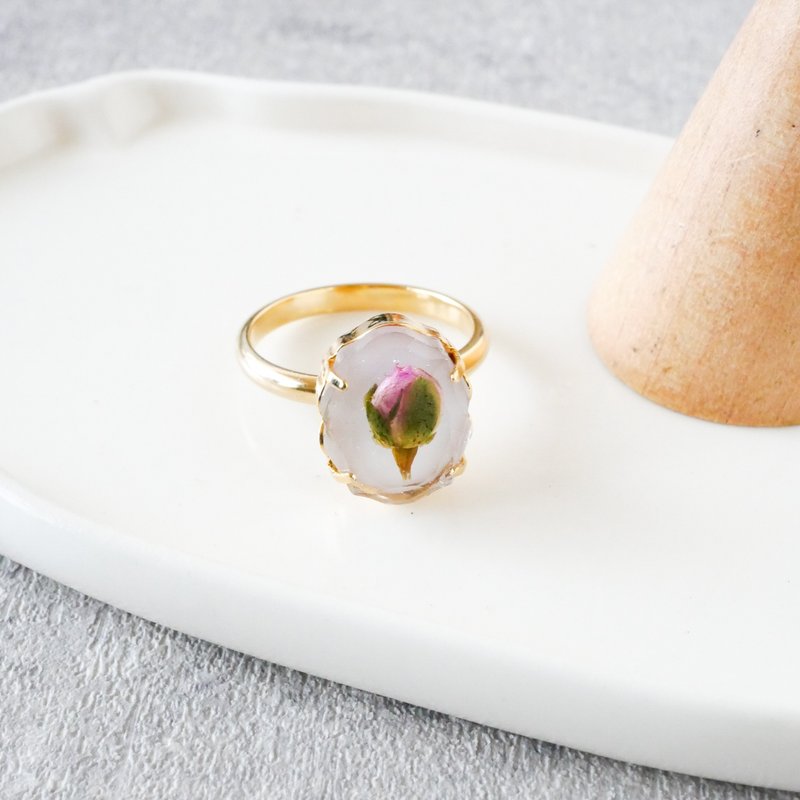 押し花リング　ミニ薔薇の指輪 - 戒指 - 樹脂 粉紅色