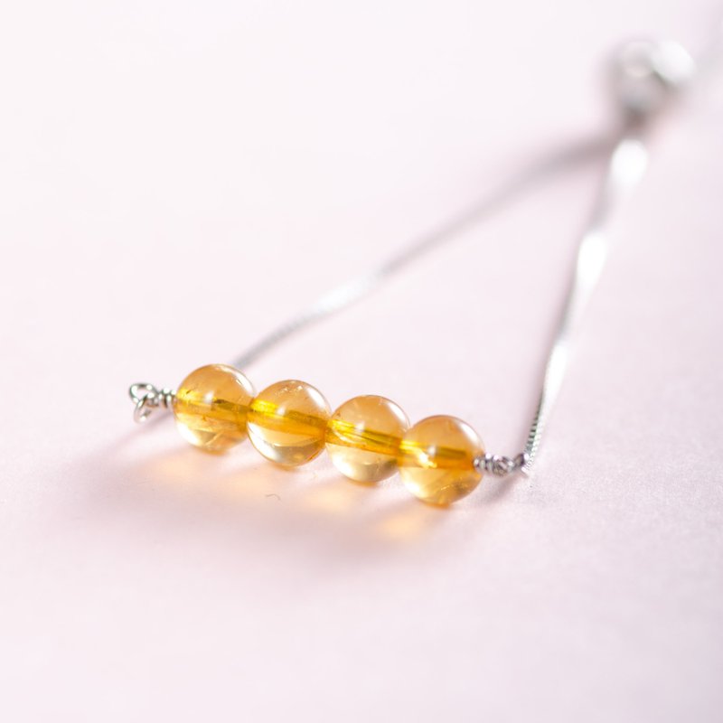 黃水晶925純銀手鏈 | 十一月誕生石 天然水晶手鍊禮物禮盒 - 手鍊/手環 - 水晶 橘色