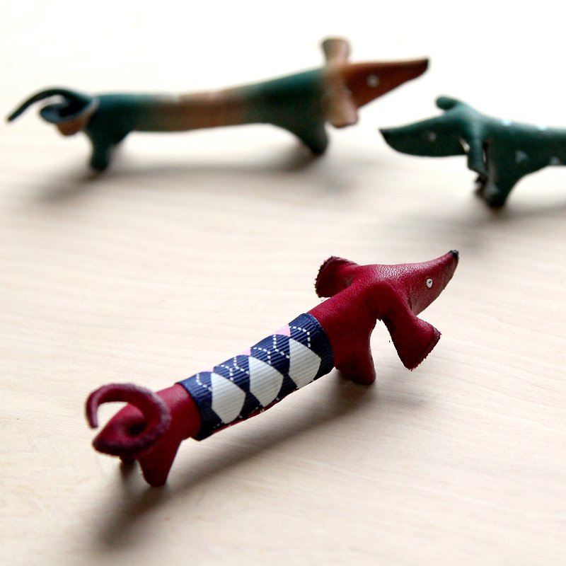 Department of British style purple healing hand made leather sausage dog - Items for Display - Genuine Leather Purple