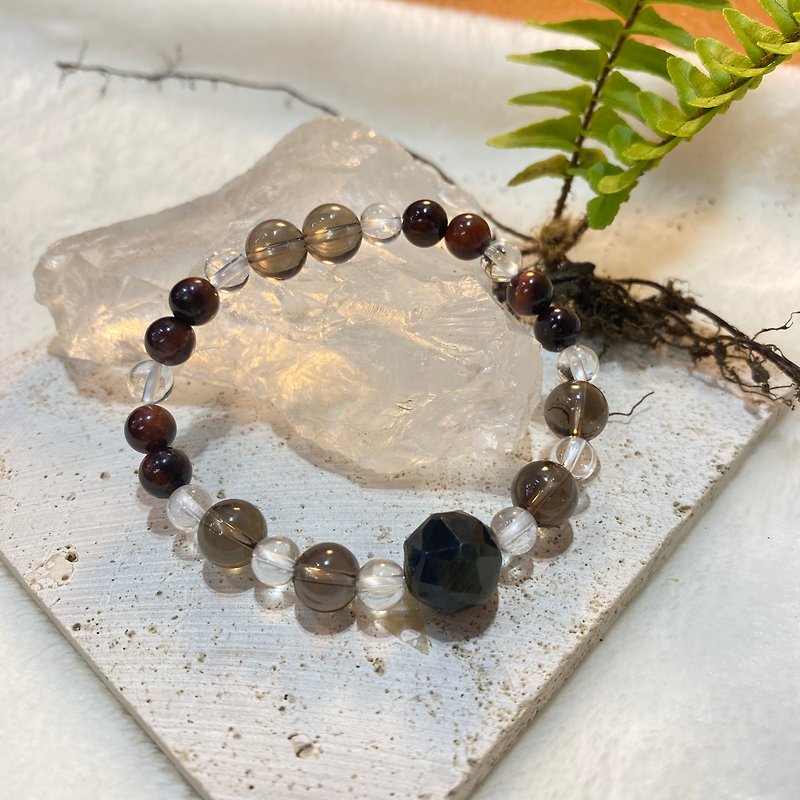 Obsidian Citrine White Crystal Wealth, Popularity and Courage Natural Crystal Japanese Handmade Gift 2024 - Bracelets - Crystal Black