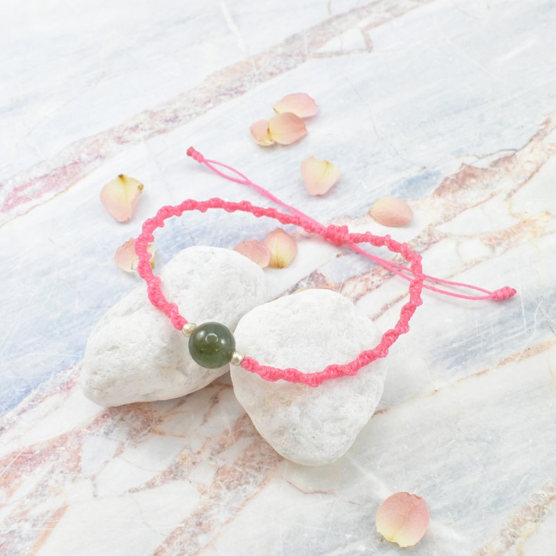 MIRROR Huangxuanyuan-Pink Beauty Jade Wax Line Bracelet - Bracelets - Jade Pink