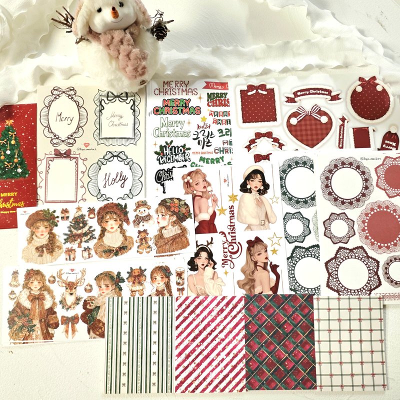 5% OFF Set – Christmas Vintage Journaling Stickers (7-Piece Set) - 貼紙 - 紙 