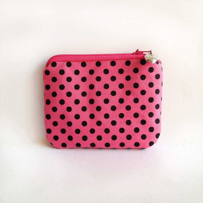 LOVE little pink purse strap - กระเป๋าใส่เหรียญ - ผ้าฝ้าย/ผ้าลินิน สีแดง